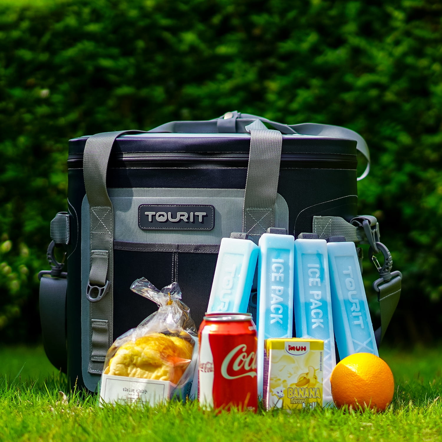 TOURIT 4 PCS Ice Packs for Coolers, Reusable Cold Freezer Packs for Lunch Bag/Box and Cooler Bag, Knee Injuries, Back Pain Relief, Picnic, Camping, Adults and Kids, Blue