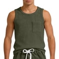 thumbnail image 4 of NinXxx Men's Sleeveless Crew Neck Pocket Casual Athletic Undershirt Army Green XL, 4 of 4