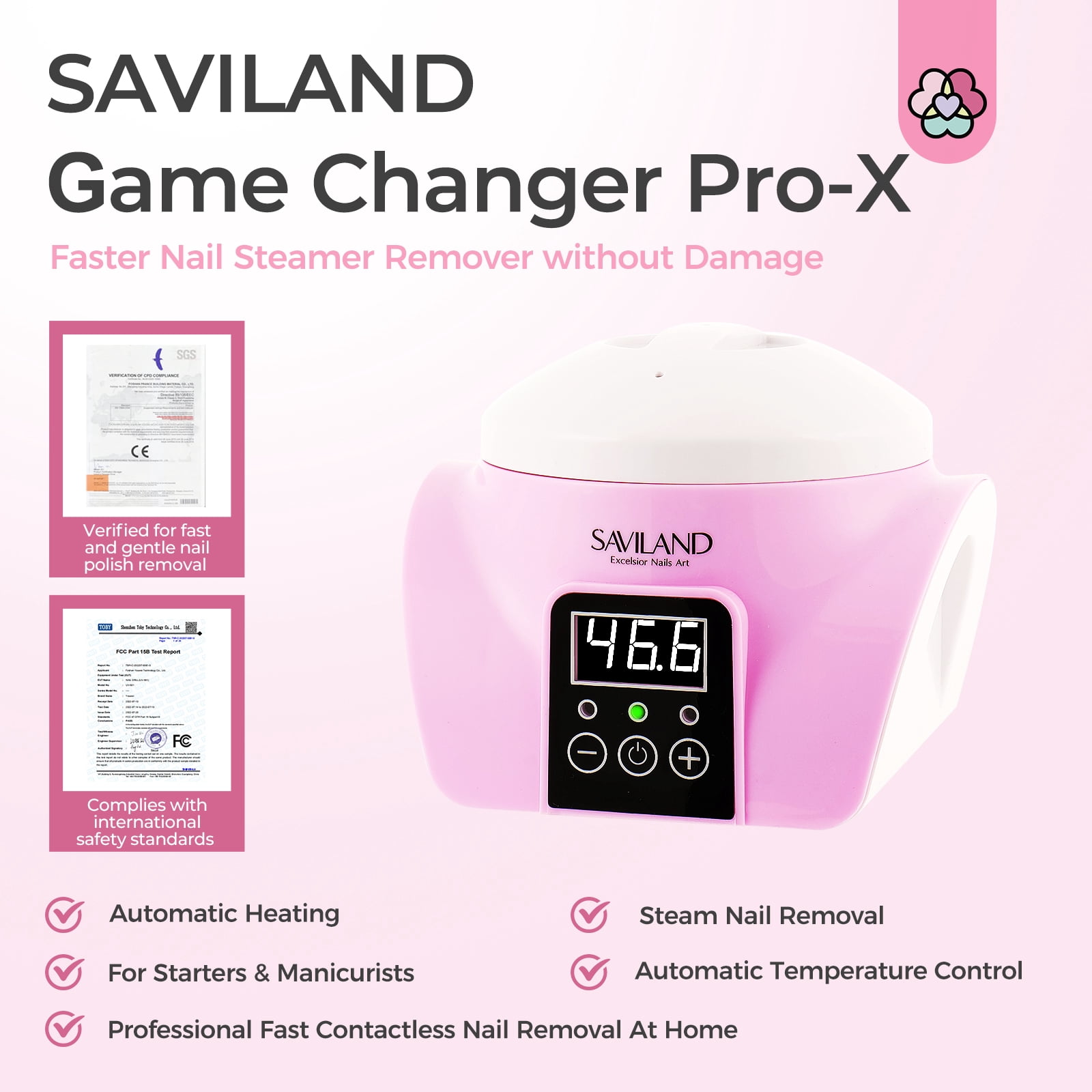 SAVILAND Fast Steam Nail Polish Remover Machine: Smart Steam Gel Polish Remover Gel Nail Polish Remover Machine Portable Temp Control Gel Removal Nail Tools Nail Scraper Nail File Buffer