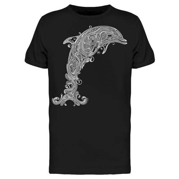Patterned Dolphin Tattoo Like T-Shirt Men -Image by Shutterstock, Male 3X-Large