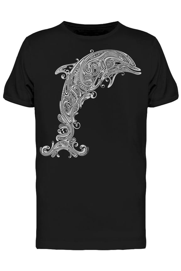 Patterned Dolphin Tattoo Like T-Shirt Men -Image by Shutterstock, Male Large