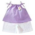 thumbnail image 4 of Baby Girl Outfits 2 Piece Floral Print Sleeveless Scoop Neck Vest Tops And Shorts Casual Wear Girls' Clothing Sets Purple 18 Months-24 Months, 4 of 4