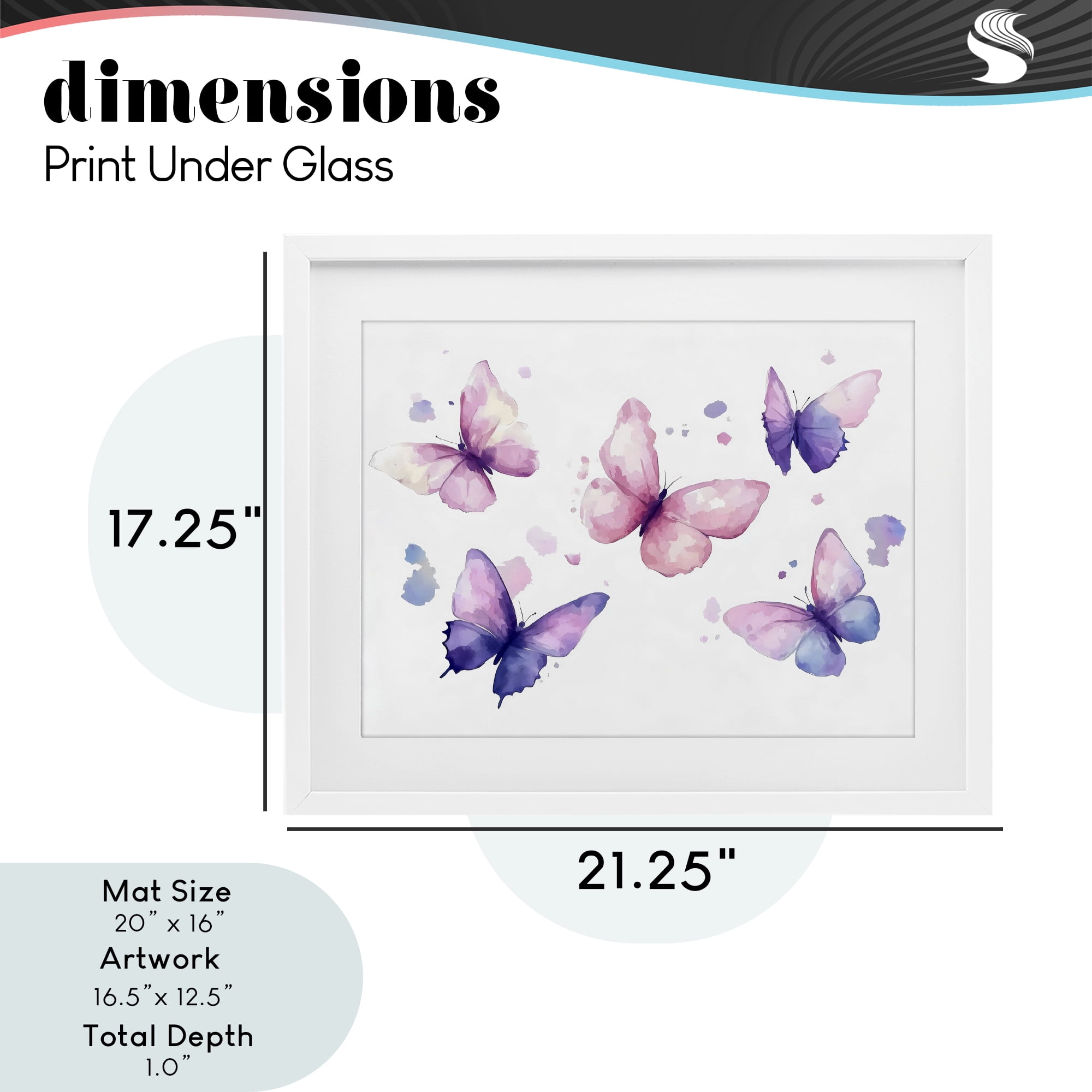 Stupell Industries Blue and Pink Butterflies White Framed Print Under Glass, design by Creative Studio