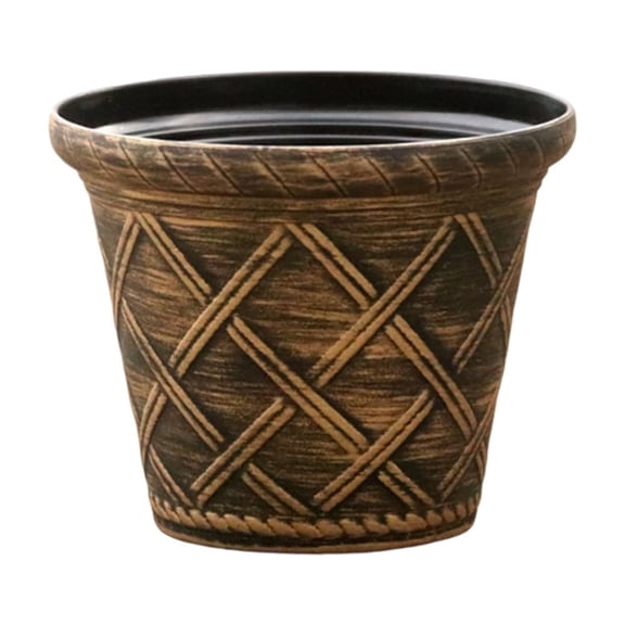 Dadiaei Roman Rattan Plastic Planter 7 Inch Thickened Decorative Flower Pot for Succulents Herbs Balcony Garden Indoor Outdoor Plant Container