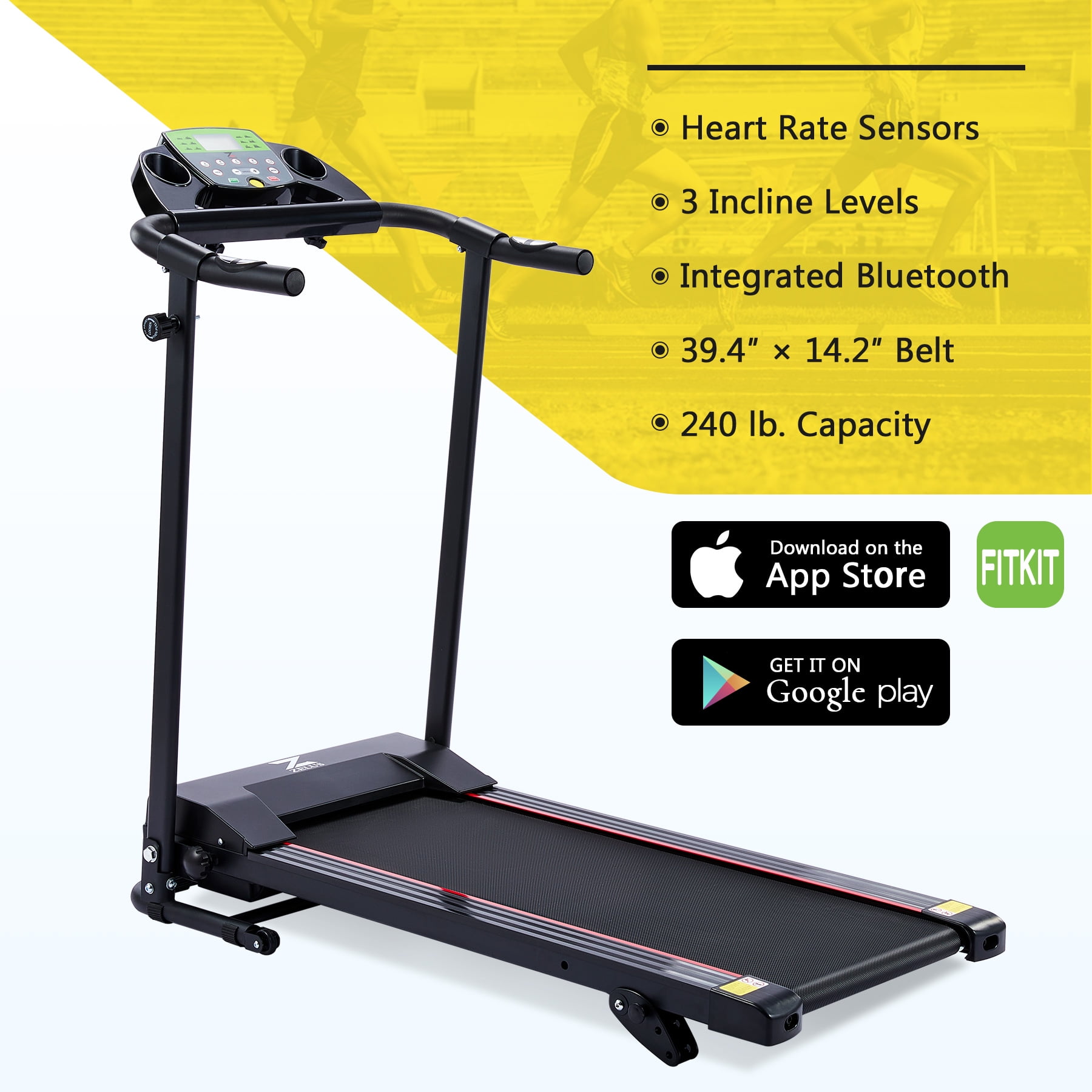 Treadmill Machine for Home Gym FitKit App Bluetooth and Heart Rate Monitor Walmart