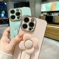 thumbnail image 2 of for iPhone Case,Luxury ElectroPlated with 3D Flower Kickstand Camera Lens Protection Soft Shockproof Phone Case (White,iPhone 15), 2 of 6