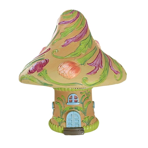 Roman 6.5" Brown and Green Mushroom House Table Top Decor