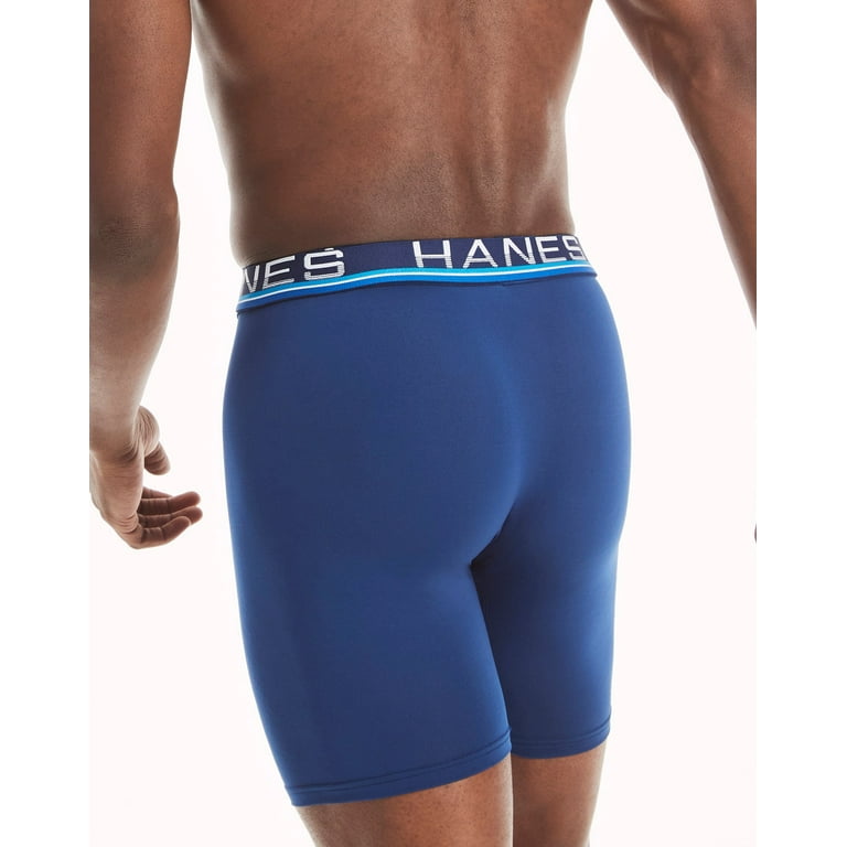 Hanes Sport Total Support Pouch Men's Long Leg Boxer Brief Underwear,  X-Temp, 4-Pack Assorted XL