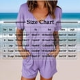 thumbnail image 4 of UVEASISHA Solid Shorts Rompers for Women V Neck Short Sleeve Knit Drawstring Jumpsuits One Piece Summer Casual Outfits Purple XL, 4 of 8
