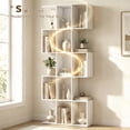 thumbnail image 4 of HOMCOM 5-Tier Bookshelf, S Shaped Geometric Bookcase, White Wood Grain, 4 of 10
