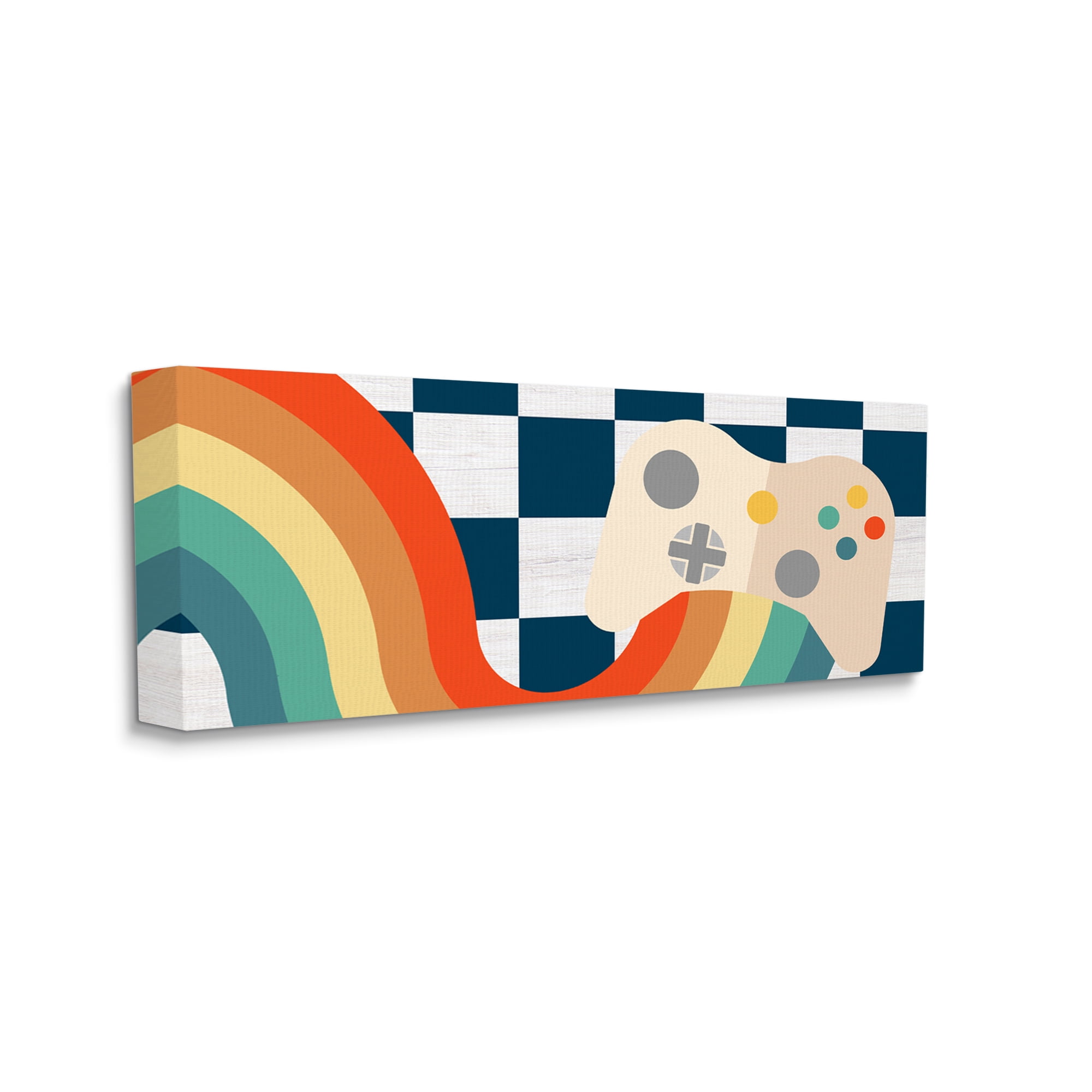 Stupell Industries Rainbow Gaming Controller Abstract Painting Gallery Wrapped Canvas Print Wall Art, 24 x 10