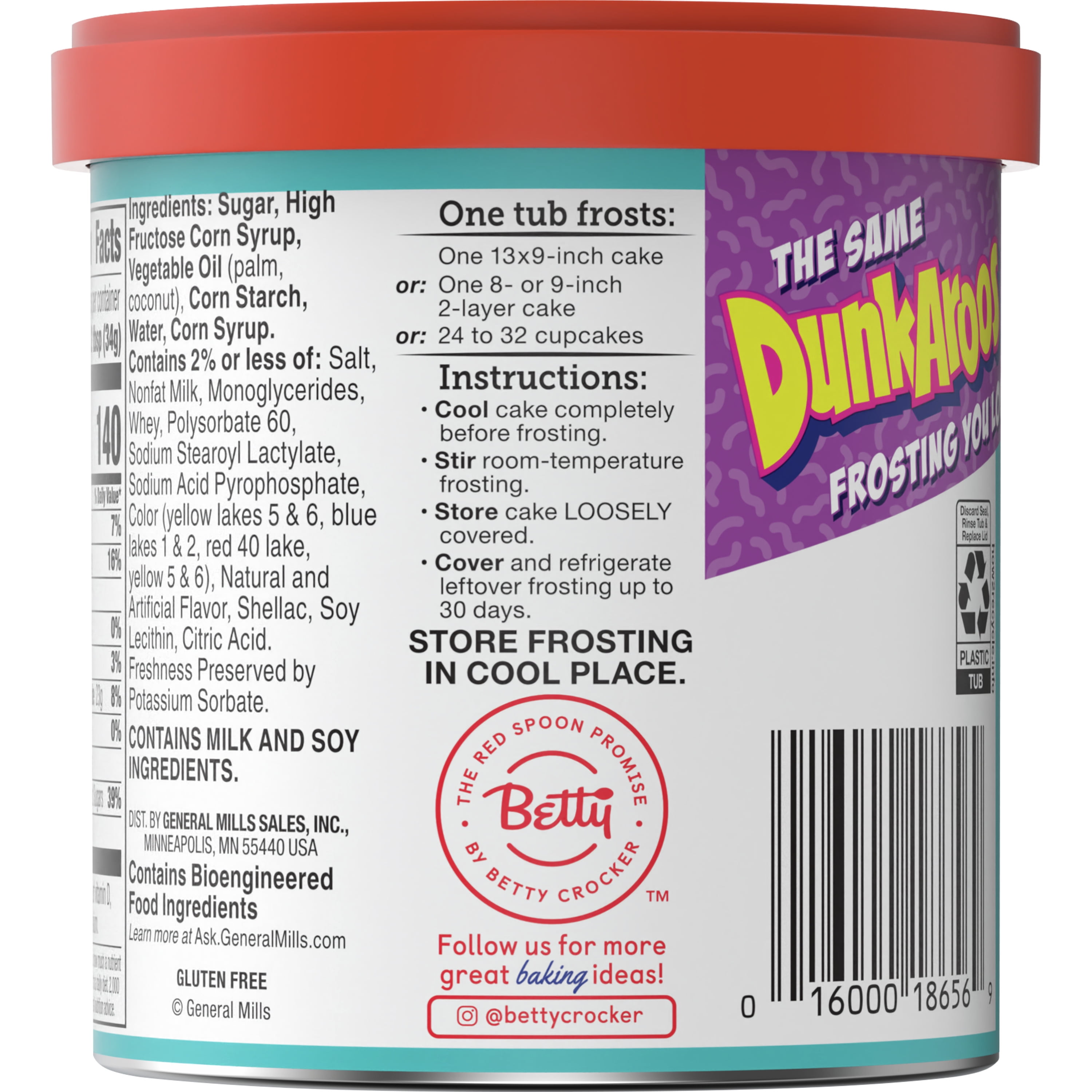 (2 pack) Betty Crocker DunkAroos Vanilla Frosting with Rainbow Chips