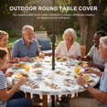 thumbnail image 3 of Round Outdoor Tablecloth with Umbrella Hole and Zipper, Brown Spring Floral Tablecloth with Elastic Waterproof, Flowers Leaves Elegant Pastoral Patio Table Covers for 55" - 60" Picnic Pool Tables, 3 of 9