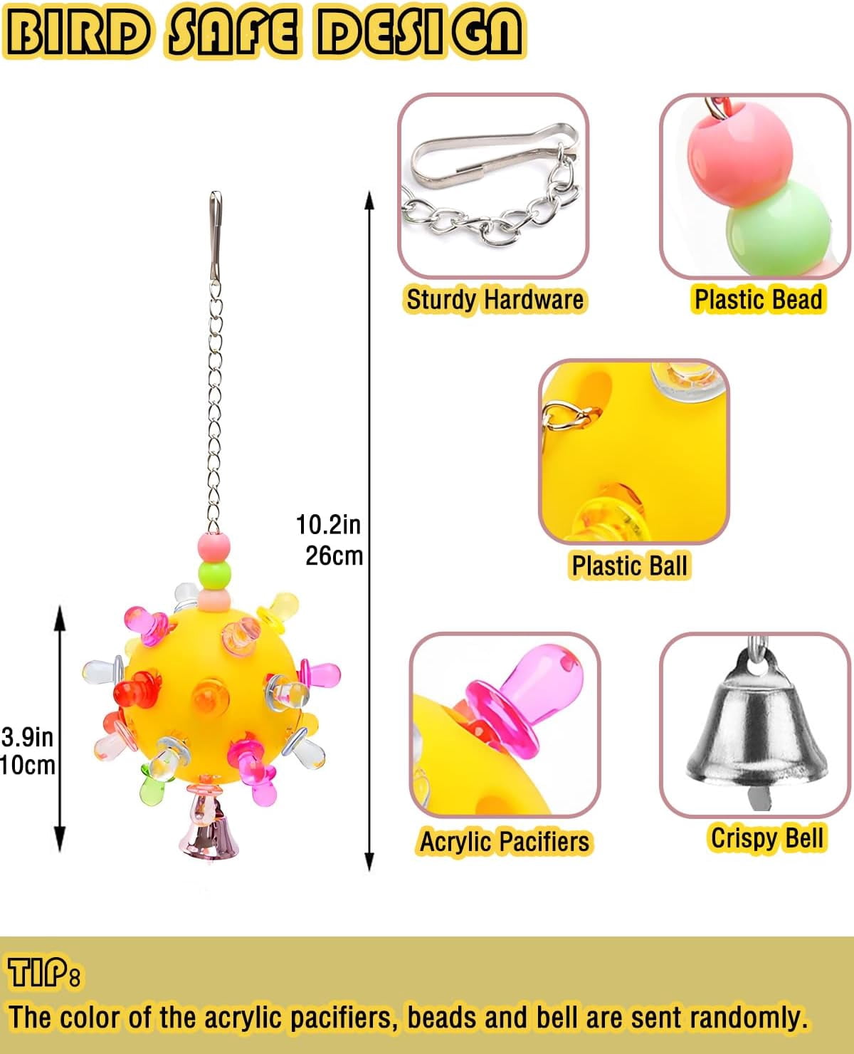 Bird Toys, Conure Foraging Ball Hanging Toy Bird Cage Accessory for Parrots