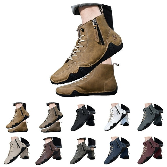 Dakaela Men's Suede Chukka Boots Lightweight Barefoot Walking Shoes High Top Slip on Hiking Sneakers