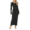 thumbnail image 1 of xiaxaixu Robe en Tricot pour Femmes, Manches Longues Élégantes Col Rond Côtelé Robe Longue d'Automne Mode Urbaine, 1 of 3