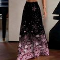 thumbnail image 6 of Floral Tiered Palazzo Pants for Women - High Waist Elastic Wide Leg Trousers, Flowy Boho Beach Bottoms for Women's Summer Vacation & Resort Wear Hot Pink L, 6 of 8