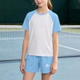 thumbnail image 2 of Riecok Workout Sets for Girls Quick Drying Short Sleeve T Shirt Shorts Summer 2 Piece Short Sets Sportwear Tracksuit, 2 of 8