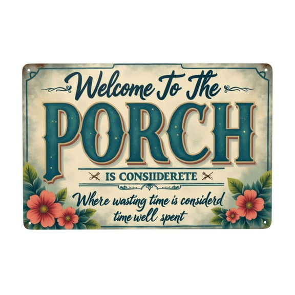 Vintage Porch Metal Tin Sign Welcome To The Porch Decor Metal Sign Wall Art Patio Decor Home Decor 8x12 Inch Farmhouse Style Retro Porch Sign
