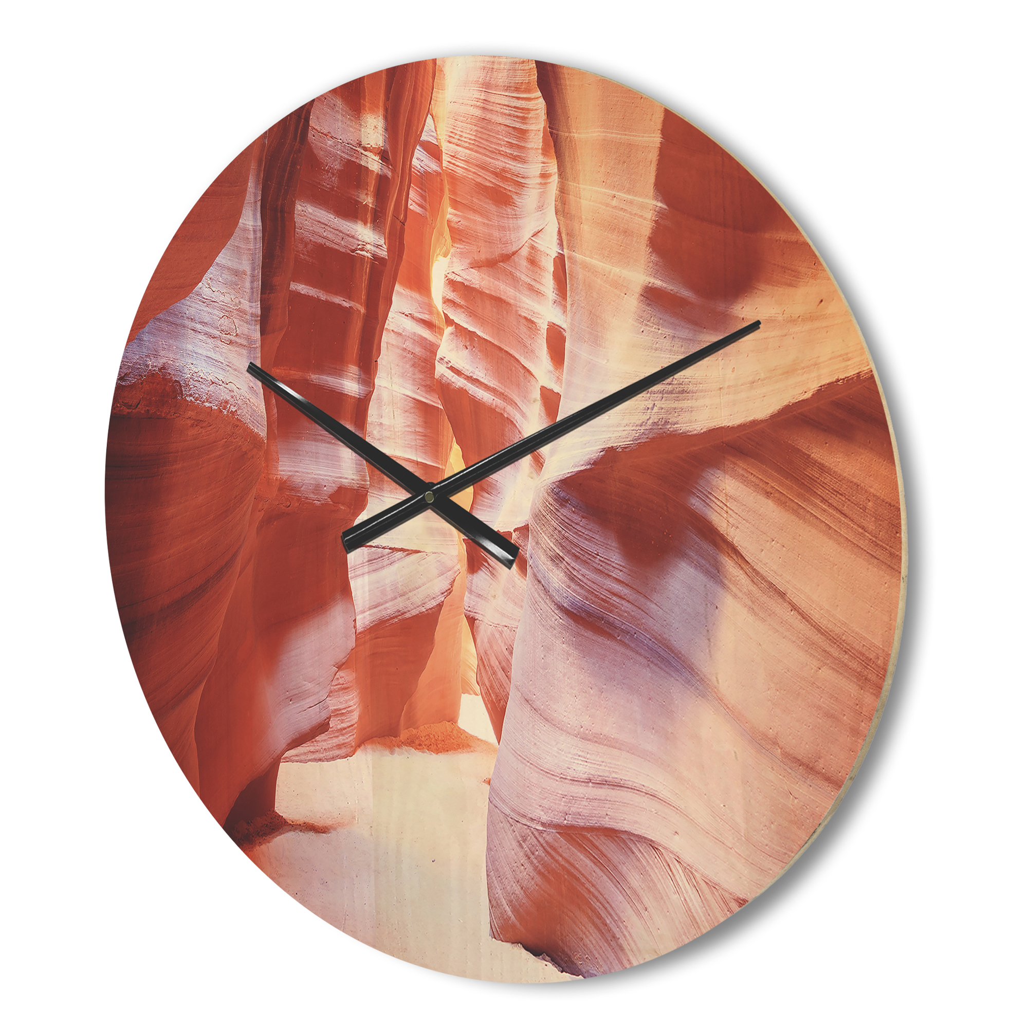 Designart 'Antelope Canyon Panoramic View' Modern Wood Wall Clock