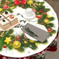 thumbnail image 4 of Christmas Round Tablecloth 60 Inch - Christmas Bells Table Cloth Winter Snow Snowflakes Tablecloth Xmas Candy Canes Decorative Table Cover for Kitchen Dinner Room Holiday Party, 4 of 5