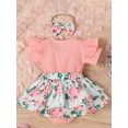 thumbnail image 3 of Bagilaanoe Newborn Baby Girl Rompers Dress Letter Print Short Sleeve Skirt Bodysuit 3M 6M 9M 12M 18M Infant Patchwork One Piece Jumpsuit, 3 of 9