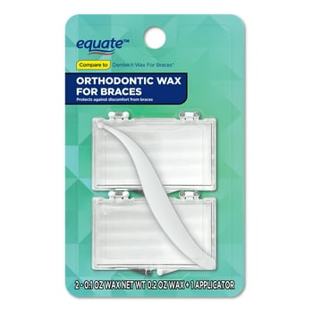 Equate Orthodontic Wax for Braces, Soft and Soothing, Makes Braces More Comfortable, 0.1oz Wax, 2 pack