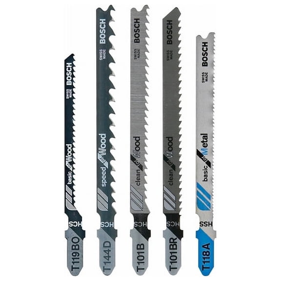 Bosch T501 Wood/Metal-Cutting Jigsaw Blade Set, 5-Pc. - Quantity 1