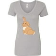 thumbnail image 3 of Inktastic Easter Cute Floppy Ear Brown Bunny Women's V-Neck T-Shirt, 3 of 5