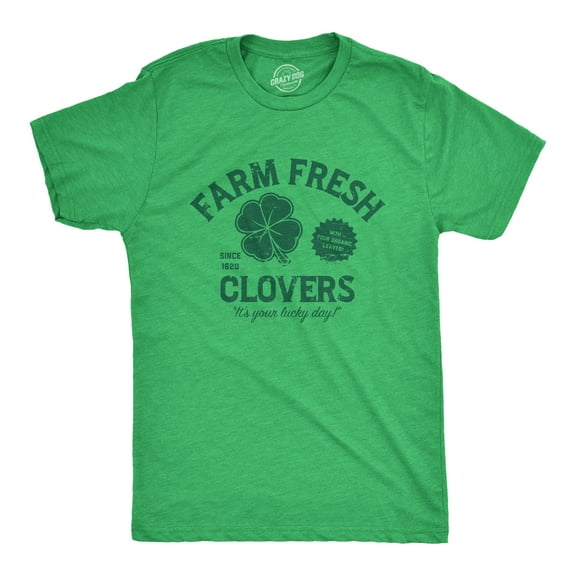Mens Funny T Shirts Farm Fresh Clovers St Patricks Day Novelty Tee for Guys Graphic Tees