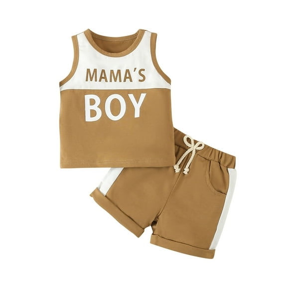 Girls Clothes Infants Efsteb Toddler Boy Summer Gentleman Outfits Round Neck Short Sleeve T Shirts Shorts Set Comfy Cute Pattern Printed Casual Outfits (Brown,12-18 Months)