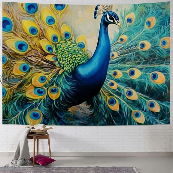 BCIIG Peacock Feathers Tapestry Wall Hanging Unique Style Art for Home Decor - Living Room, Bedroom, Dorm, Farmhouse 40x30inch