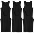 thumbnail image 2 of 12 Pack Men's 100% Cotton Ribbed Plain Tank Tops Athletic A-Shirts Undershirts Black Size:XX-Large, 2 of 6