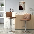 thumbnail image 2 of COMHOMA Bar Stools, Modern PU Leather Swivel Adjustable Hydraulic Bar Stool with 16.1” Wide Base Square Counter Bar Stool Set of 2,Brown, 2 of 8