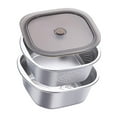 thumbnail image 1 of Juego de colador de acero inoxidable, cuenco para mezclar, tapa hermética, lavabo cuadrado 3600 ml, 1 of 8