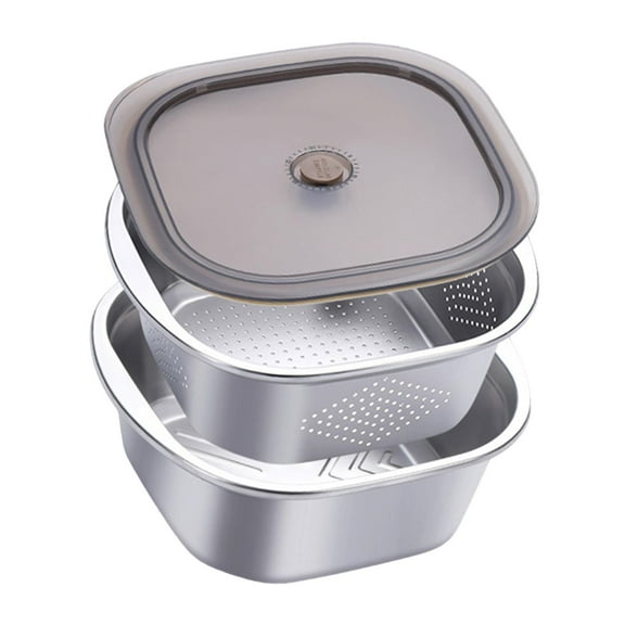 deevoka Stainless Steel Colander Bowl Set Food Storage Container for Spaghetti Fruit 3600ml