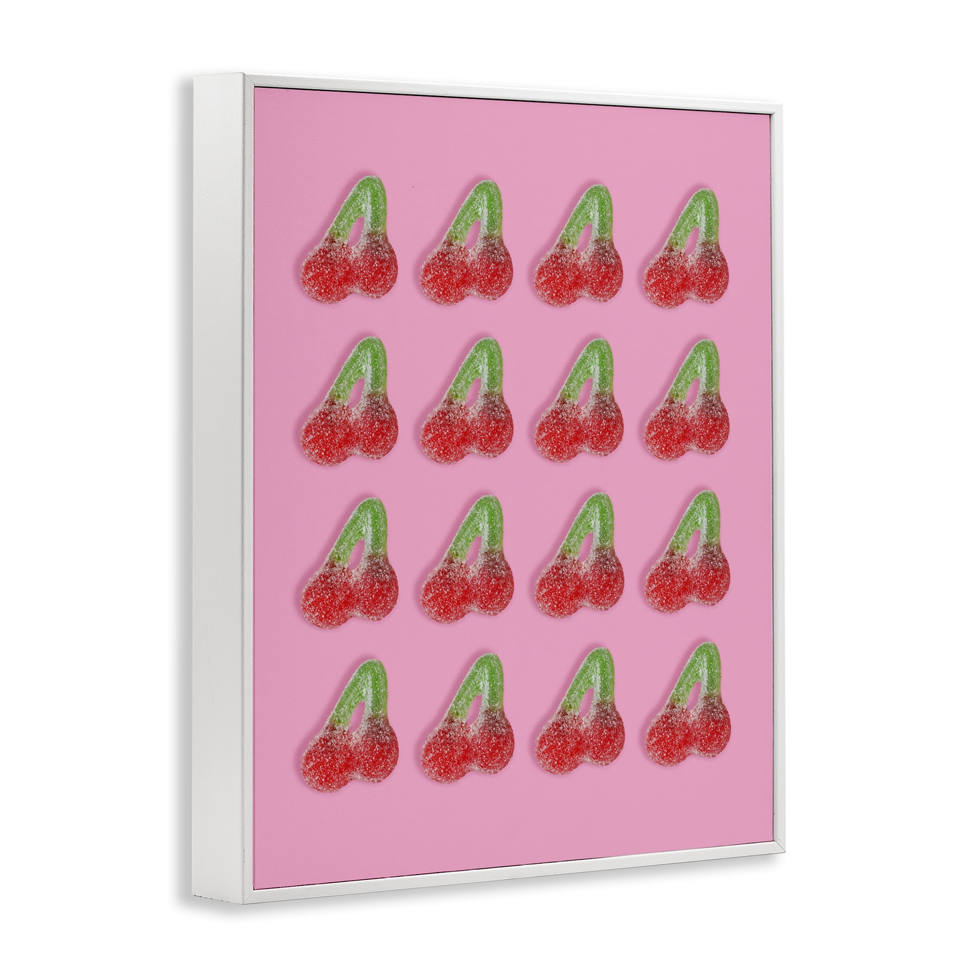 Stupell Industries Cherry Candy Pattern White Framed Giclee Art, design by LISH Creative