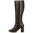 thumbnail image 2 of Journee Signature Womens Genuine Leather Tamori Extra Wide Calf Square Toe Inside Zip Knee High Boots, 2 of 9
