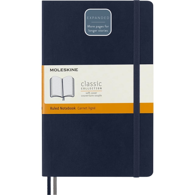 Libreta Moleskine Classic con tapa blanda expandida, color azul zafiro