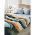 thumbnail image 4 of Colorful Abstract Art Twim XL Size Flat Sheet, Wrinkleproof & Fadeproof Cooling Flat Bed Sheet Only, Mountain Modern Watercolor Breathable Soft Bedding Top Sheets 66 x 102 Inches, 4 of 8