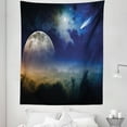 thumbnail image 1 of Moon Tapestry, Full Moon Rising with Shooting Star Cloudy Night Sky Celestial Elements, Fabric Wall Hanging Decor for Bedroom Living Room Dorm, 5 Sizes, Navy Blue White Apricot, by Ambesonne, 1 of 1