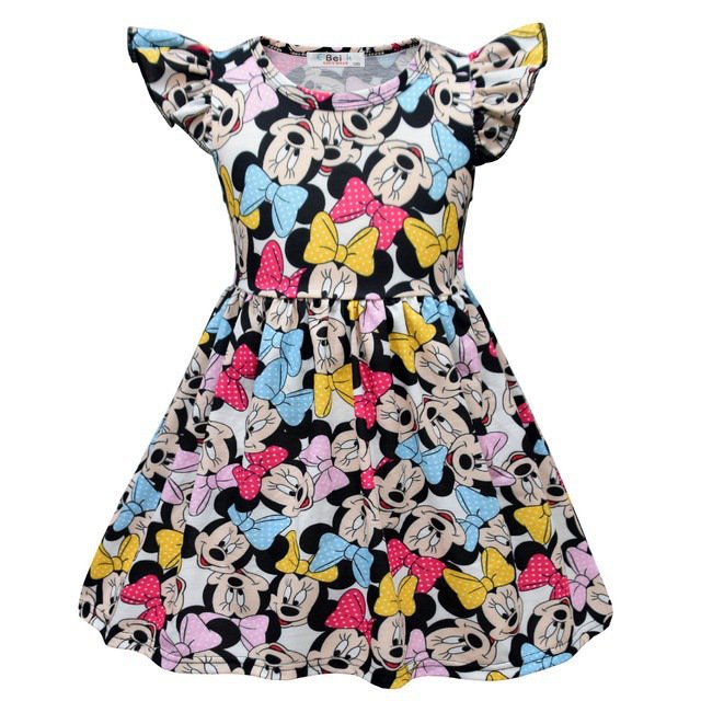 Vestido de verano para niñas Frozen Elsa Anna sirena Ariel vestido de verano con mangas abullonadas vestidos de verano de corte A para niñas trajes casuales 1T-12T