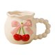 thumbnail image 2 of Taza de café de cerámica con cuchara para oficina o casa, asa cómoda, clásica blanca o beige, 13oz para bebidas calientes o frías, 2 of 6