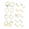thumbnail image 4 of Kit 18 piezas joyería corporal con pequeños huesos, acero inoxidable, para mujer, elegantes y modernos, ideales para decorar la nariz o para Color dorado, 4 of 8