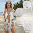 thumbnail image 6 of Xixirimido Cherry Blossom Hummingbirds Print Women's Lightweight Beach Cover Up Long Sleeve Button Down Shirt Dress Swimsuit Cover Up with Pocket & Side Slits, Size L, 6 of 7
