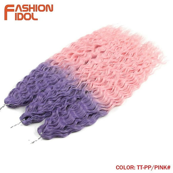 Ariel Curl Hair Water Wave Twist Crochet Hair Synthetic Braid Hair Ombre Blonde Pink 22 Inch Deep Wave Braiding Hair Extension