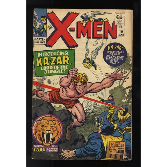 X-Men #10 VG+ 4.5 1st App Silver Age Ka-Zar! Stan Lee Script! Comic Book