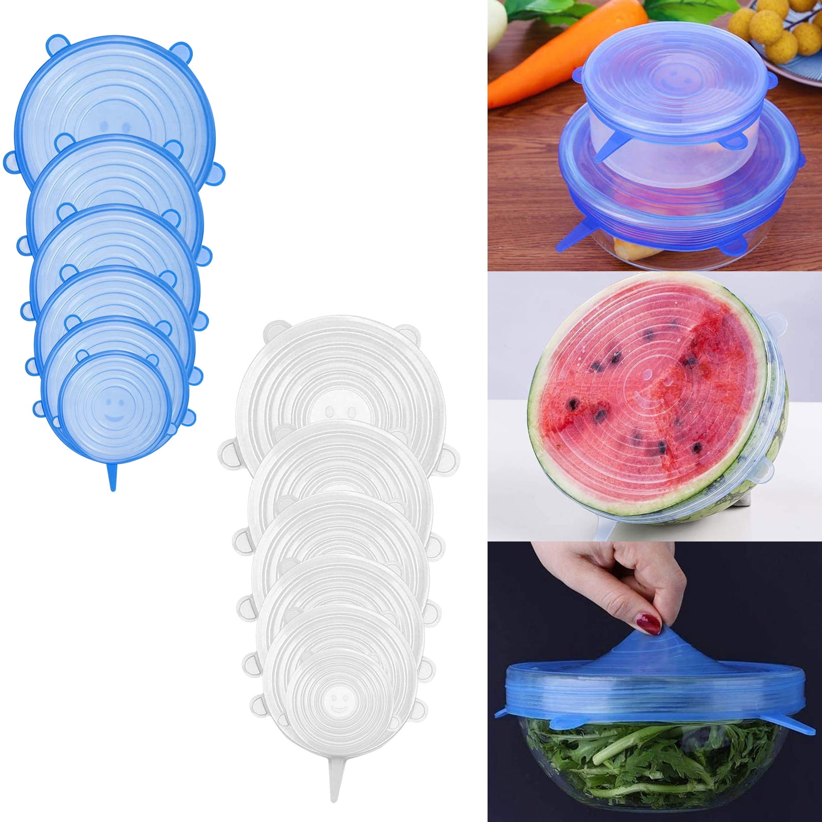 Details about   6/12/18 PCS SET STRETCH REUSABLE SILICONE BOWL FOOD CONTAINER COVER SEAL LIDS 