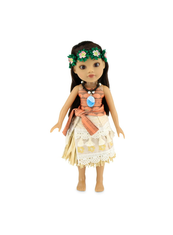 Emily Rose 14.5 Inch Doll Clothes 6 Piece Princess Moana-Inspired 14 inch Doll Outfit, Including Heart Of Te Fiti Necklace And Headband!