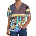 thumbnail image 7 of Lsque Bluey print Men's Cuban Collar Short Sleeve Shirt Summer Beachwear Casual Button Down Fashionable Vacation Leisure Shirt-4X-Large, 7 of 7